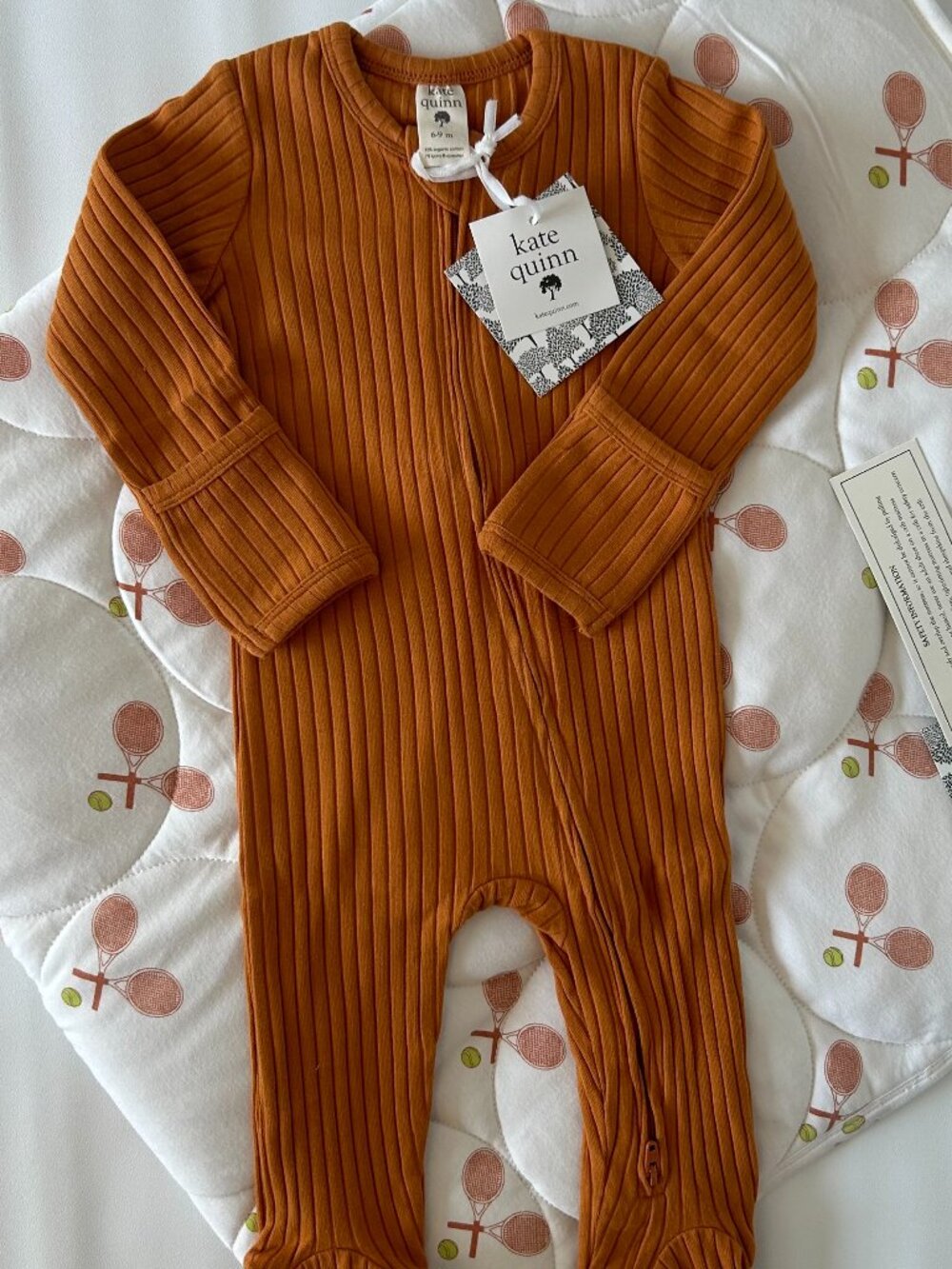 NWT Kate Quinn Tennis Quilt & Footie Set 6–9M Bamboo Cotton